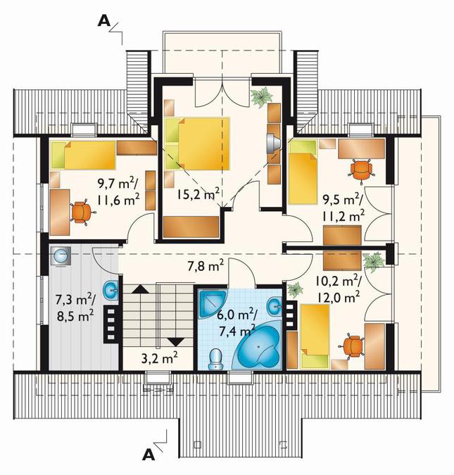 Rzut poddasza POW. 76,9 m²