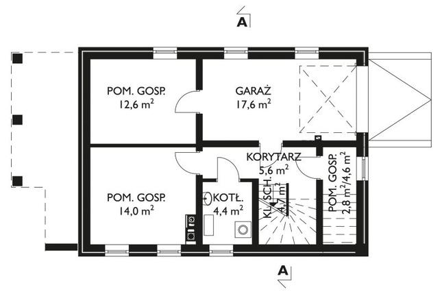 Rzut piwnicy POW. 63,3 m²