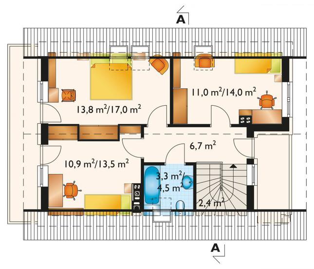 Rzut poddasza POW. 58,3 m²