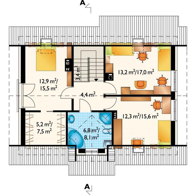 Rzut poddasza POW. 71,5 m²