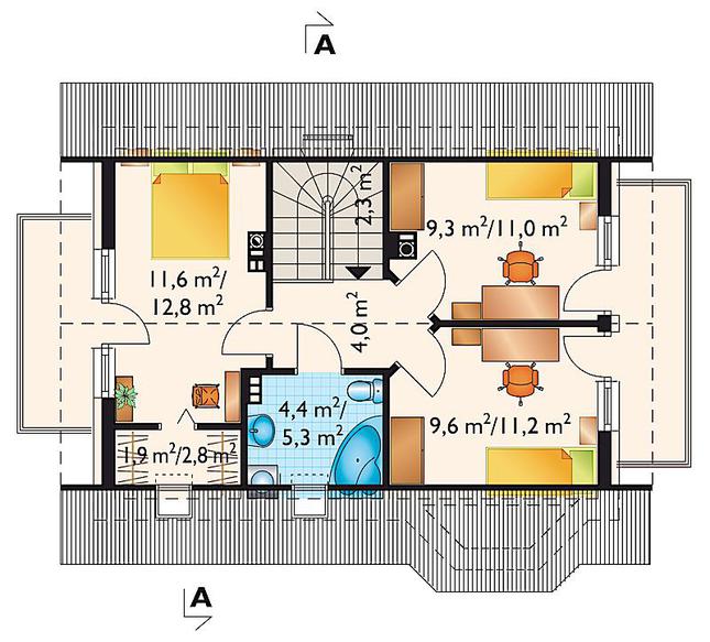 Rzut poddasza POW. 49,4 m²