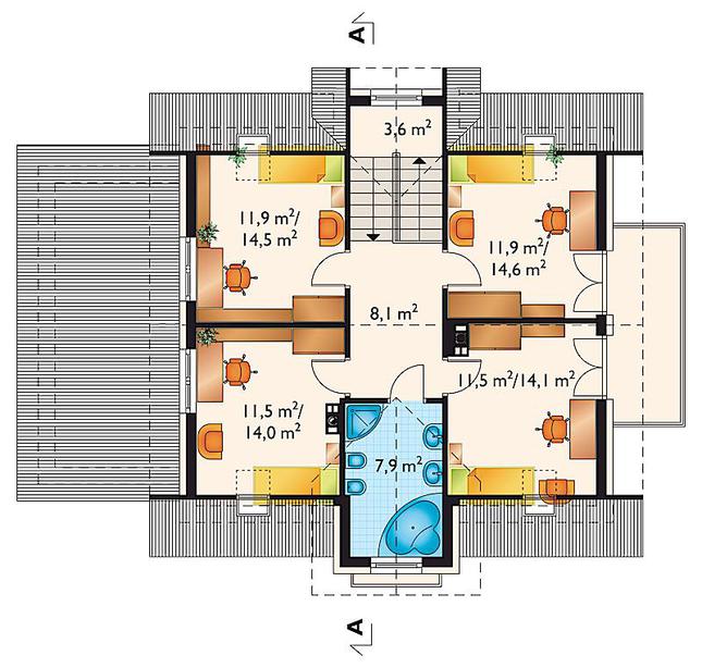 Rzut poddasza POW. 76,8 m²