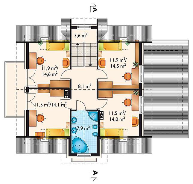 Rzut poddasza lustro POW. 76,8 m²