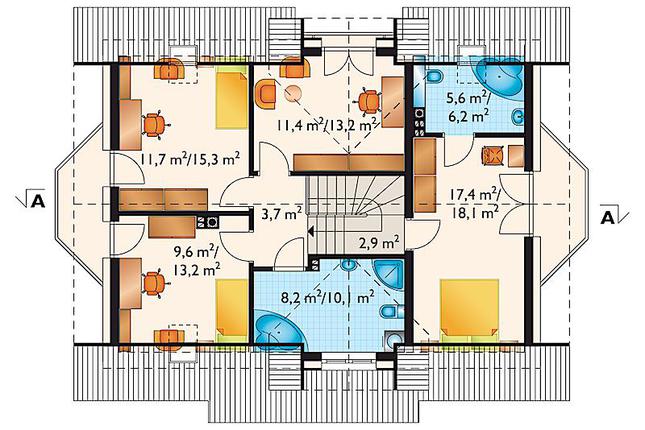 Rzut poddasza POW. 82,7 m²