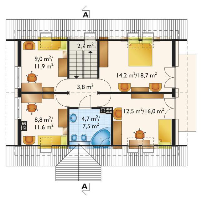 Rzut poddasza POW. 72,2 m²