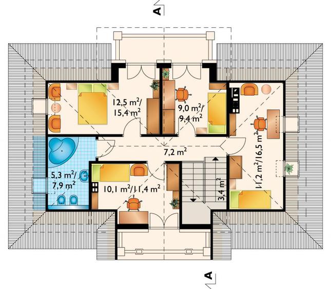 Rzut poddasza POW. 71,2 m²