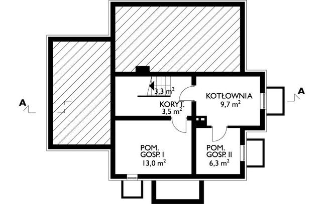 Rzut piwnicy POW. 35,8 m²