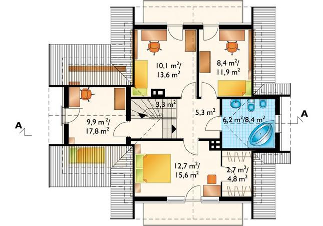 Rzut poddasza POW. 80,7 m²