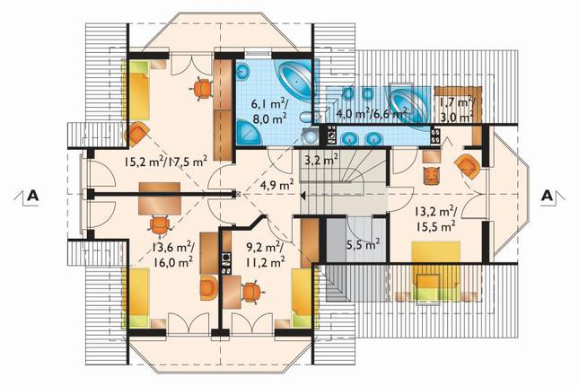 Rzut poddasza POW. 91,4 m²