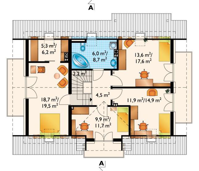 Rzut poddasza POW. 85,3 m²