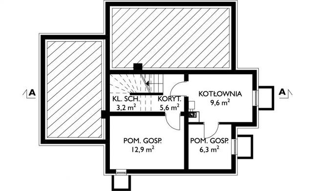 Rzut piwnicy POW. 38,1 m²