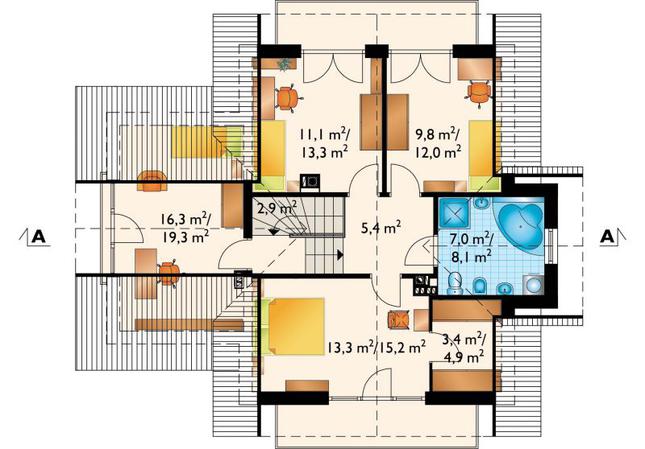 Rzut poddasza POW. 80,0 m²