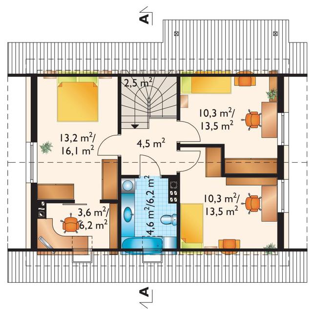Rzut poddasza POW. 62,5 m²