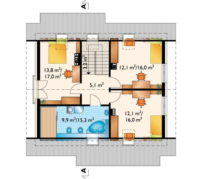 Rzut poddasza POW. 72,6 m²