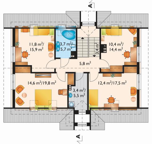 Rzut poddasza POW. 86,6 m²
