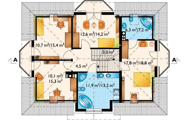 Rzut poddasza POW. 91,6 m²