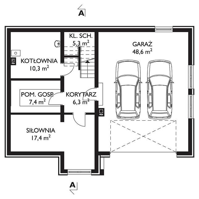 Rzut piwnicy POW. 95,3 m²