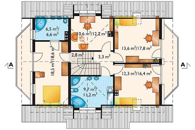 Rzut poddasza lustro POW. 88,9 m²