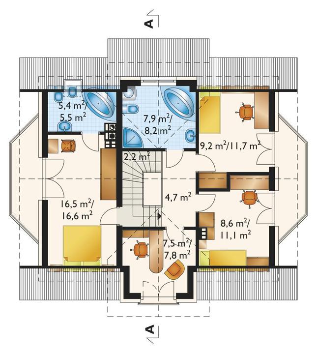 Rzut poddasza lustro POW. 67,8 m²