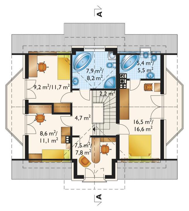 Rzut poddasza POW. 67,8 m²