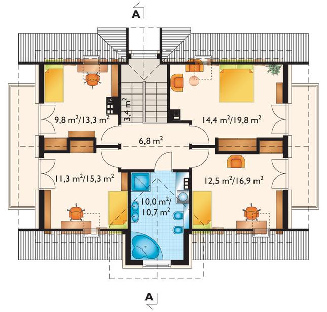 Rzut poddasza lustro POW. 86,2 m²