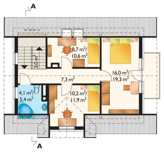 Rzut poddasza POW. 57,5 m²