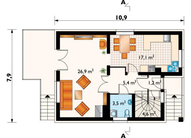 Rzut parteru POW. 58,7 m²
