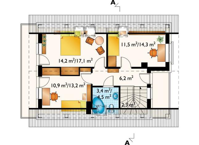 Rzut poddasza POW. 57,6 m²