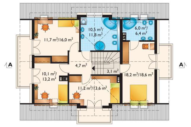 Rzut poddasza POW. 84,4 m²