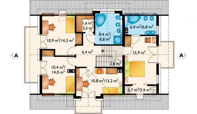 Rzut poddasza POW. 89,1 m²