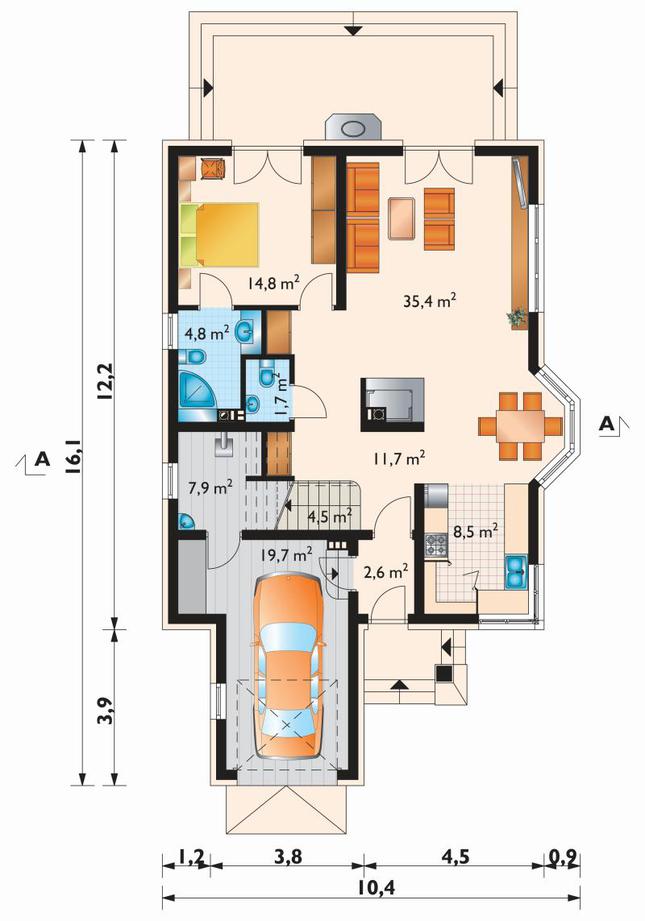 Rzut parteru POW. 111,6 m²