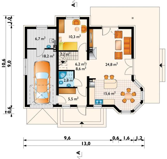 Rzut parteru POW. 94,7 m²