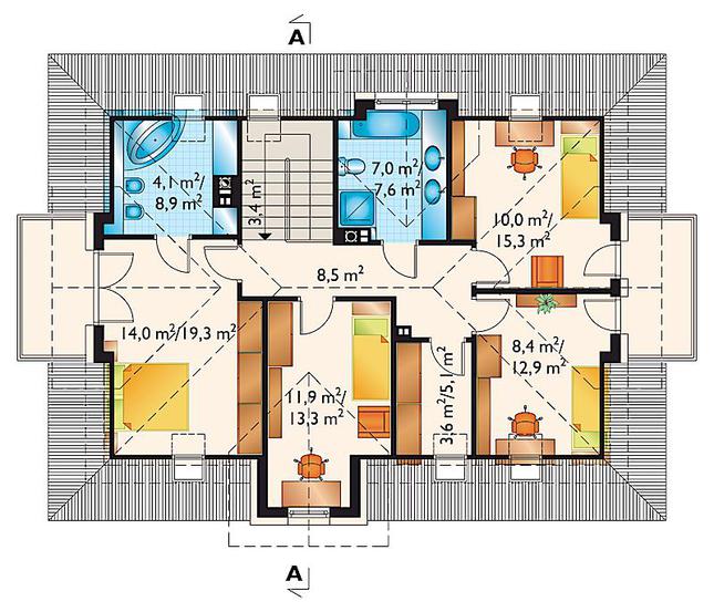 Rzut poddasza POW. 94,5 m²