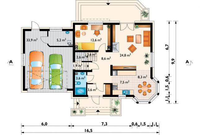 Rzut parteru lustro POW. 116,2 m²