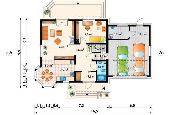 Rzut parteru POW. 116,2 m²