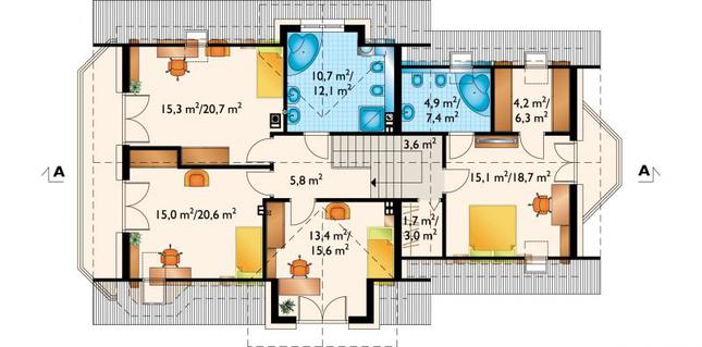 Rzut poddasza POW. 113,8 m²