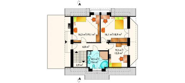 Rzut poddasza POW. 69,3 m²