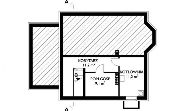 Rzut piwnicy POW. 34,5 m²