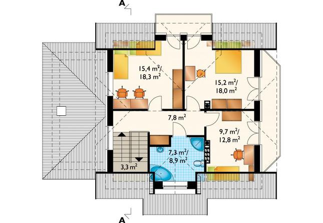 Rzut poddasza POW. 69,1 m²