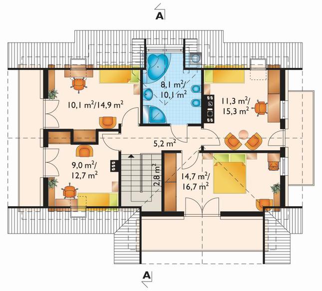 Rzut poddasza POW. 77,7 m²