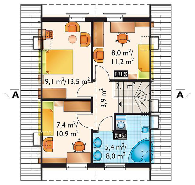 Rzut poddasza POW. 49,6 m²