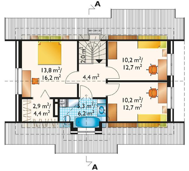 Rzut poddasza POW. 58,6 m²