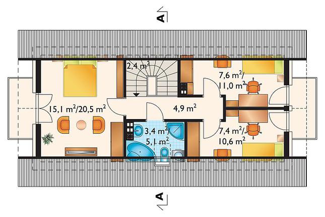 Rzut poddasza POW. 54,5 m²