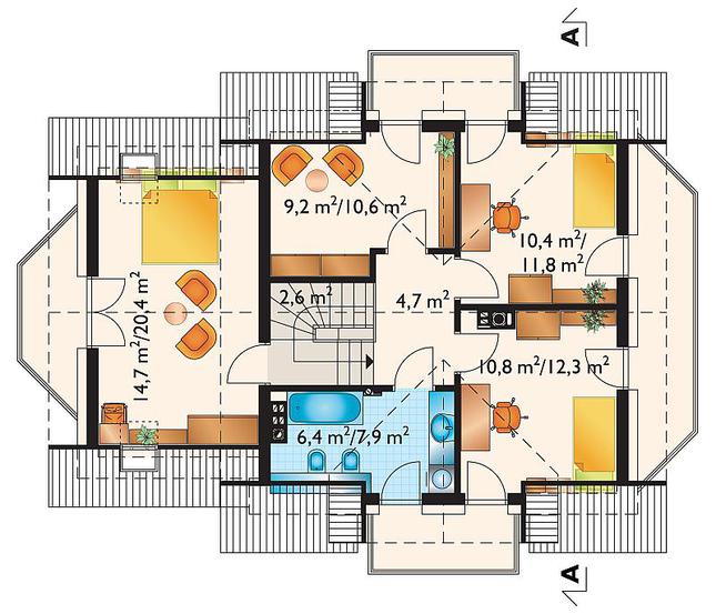 Rzut poddasza POW. 70,3 m²