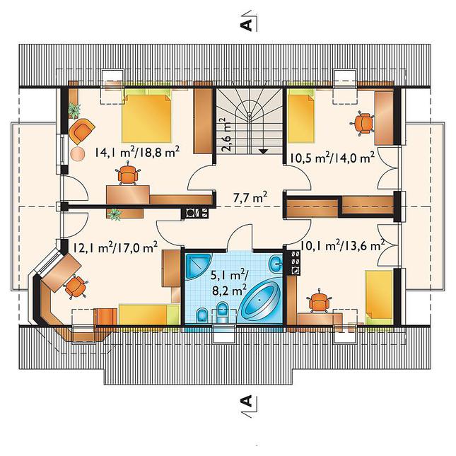 Rzut poddasza POW. 81,9 m²