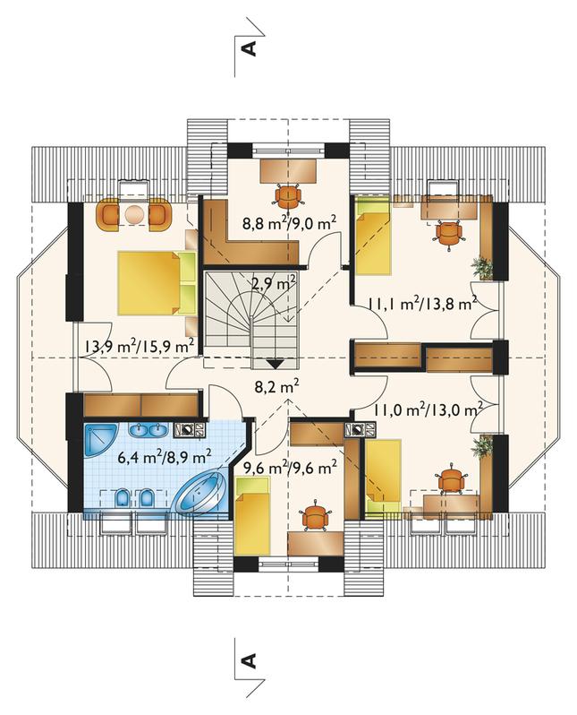 Rzut poddasza lustro POW. 81,3 m²