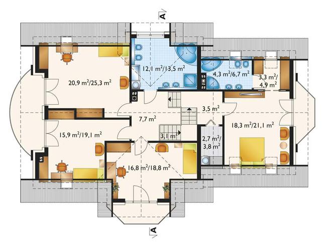 Rzut poddasza POW. 127,5 m²