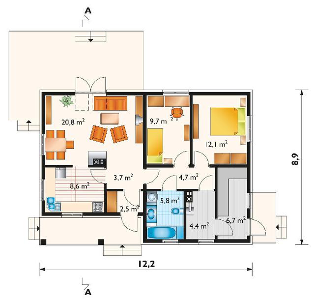 Rzut parteru lustro POW. 79,0 m²