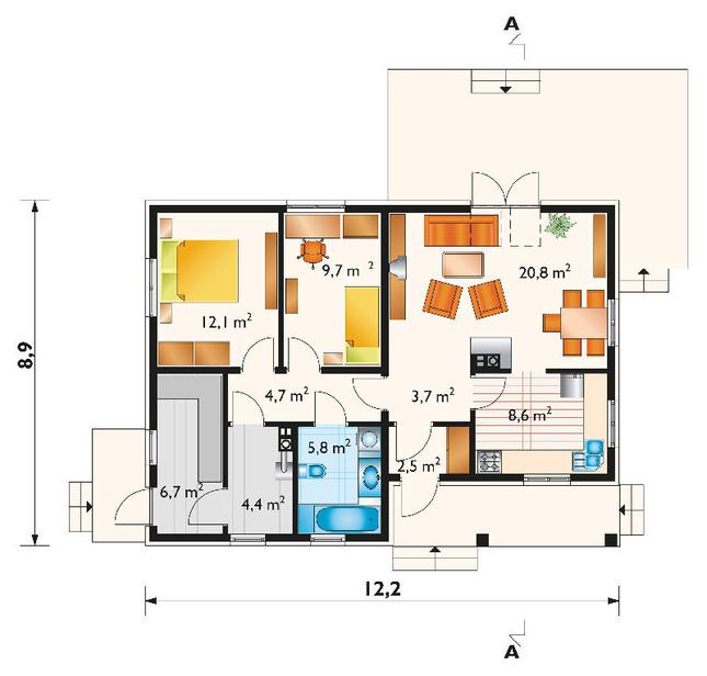 Rzut parteru POW. 79,0 m²