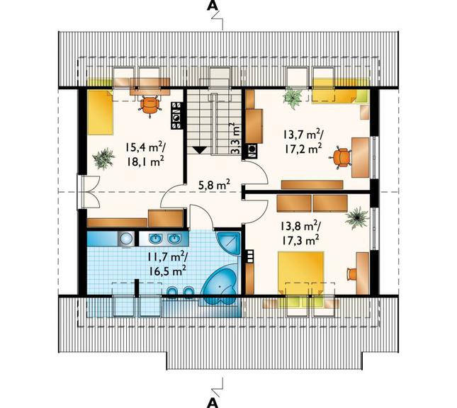 Rzut poddasza POW. 78,2 m²